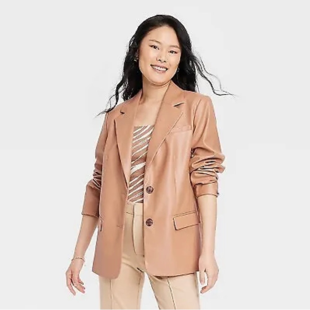 NWT A New Day Relaxed Fit  Faux Leather Blazer Jacket Small